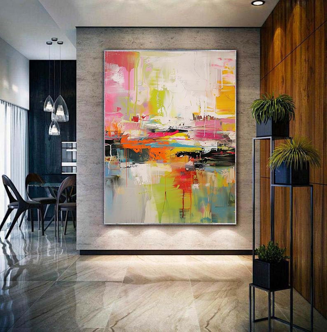Neon Color Splash Abstract Pink Yellow Modern Vibrant Decor Poster - Image 3