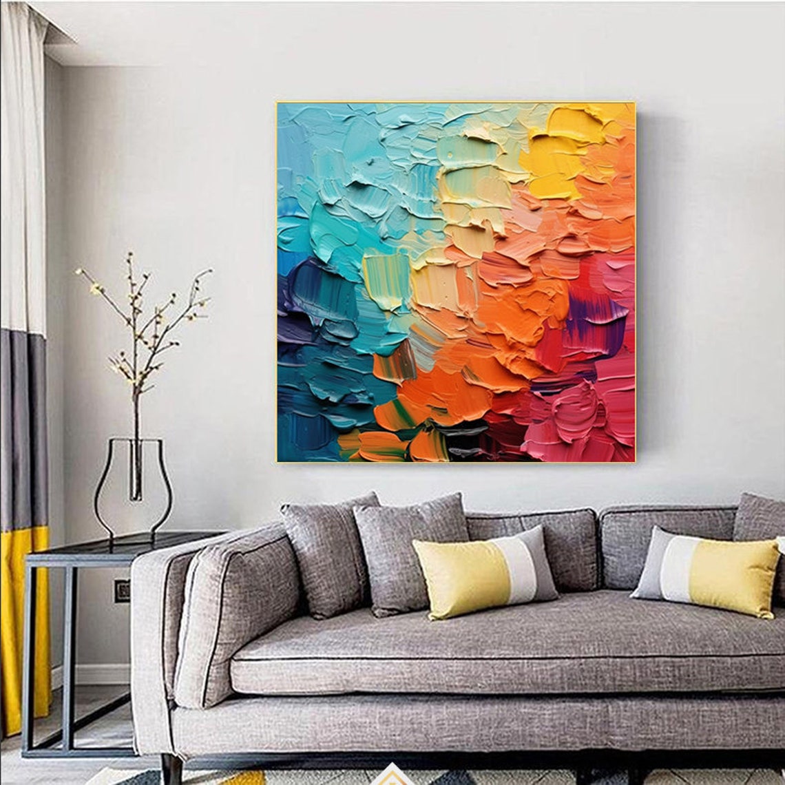 Colorful Palette Knife Mosaic Texture Modern Abstract Art Poster - Image 7