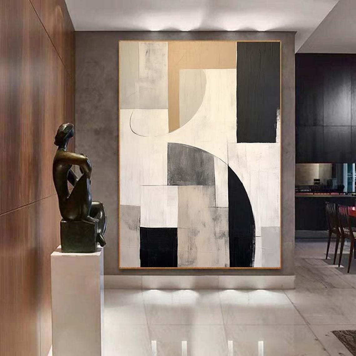 Beige Black Cream Geometric Arch Minimalist Gallery Wall Poster - Image 7