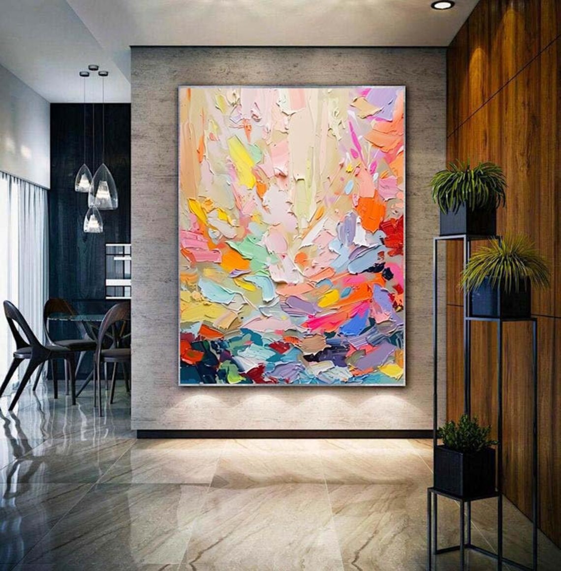 Colorful Knife Abstract Painting, Modern Art Print - Image 3