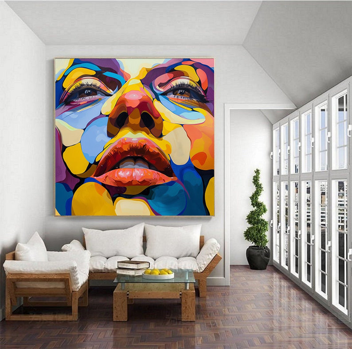 Colorful Facial Paintings Woman Face Painting On Graffiti Girl Wall Art Colorful Face Poster Modern Wall Decor Abstract Woman Artwork - Image 5