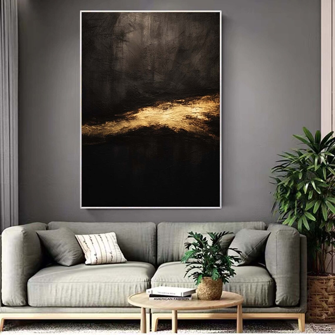 Black and Gold Abstract Wall Art Print, Modern Style - Image 3