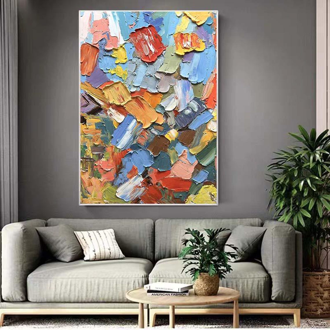 Colorful Paint Chips Blue Orange Textured 3D Abstract Wall Poster - Image 2