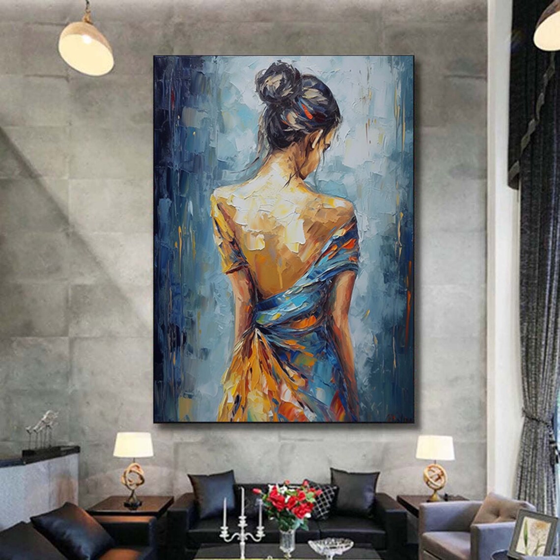 Back View Woman Oil-Painting Art Print, Vintage - Image 5
