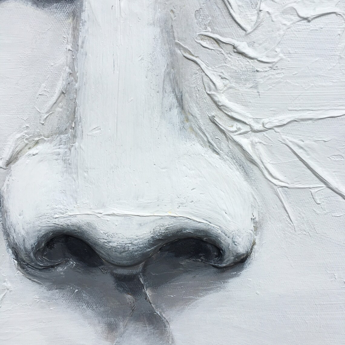 Abstract Black and White Face Oil Painting, Wall Art Print - Image 5