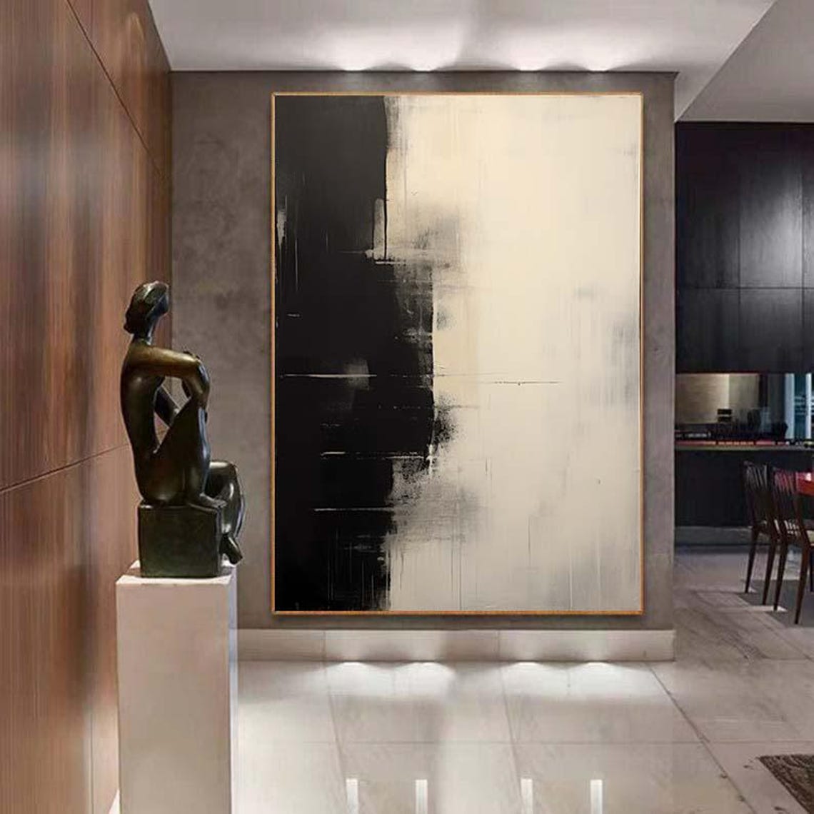 Minimalist Black Beige Abstract Shadow Modern Painting Poster - Image 7