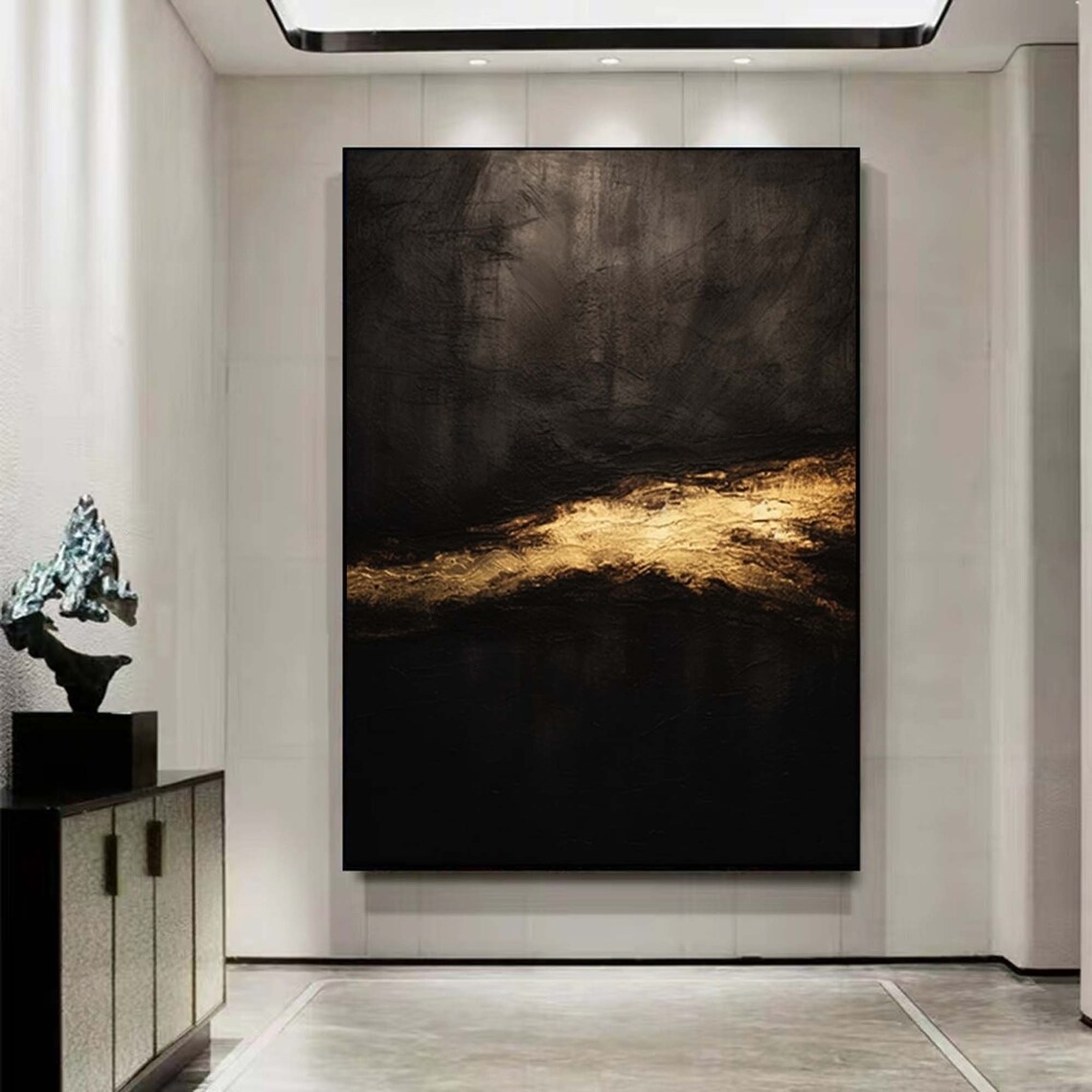 Black and Gold Abstract Wall Art Print, Modern Style - Image 2
