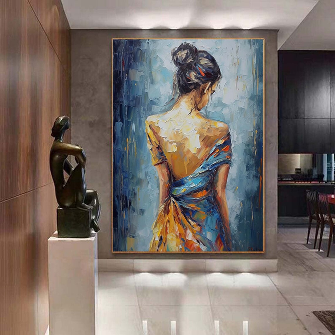 Back View Woman Oil-Painting Art Print, Vintage - Image 6