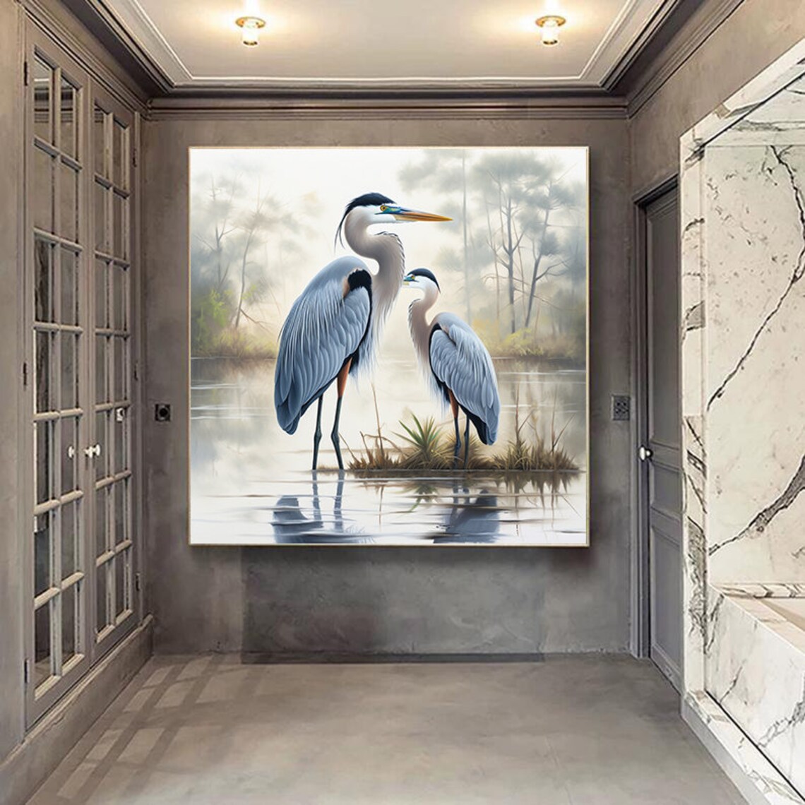Great Blue Heron Oil Painting Art Print, Bird Decor - Image 5