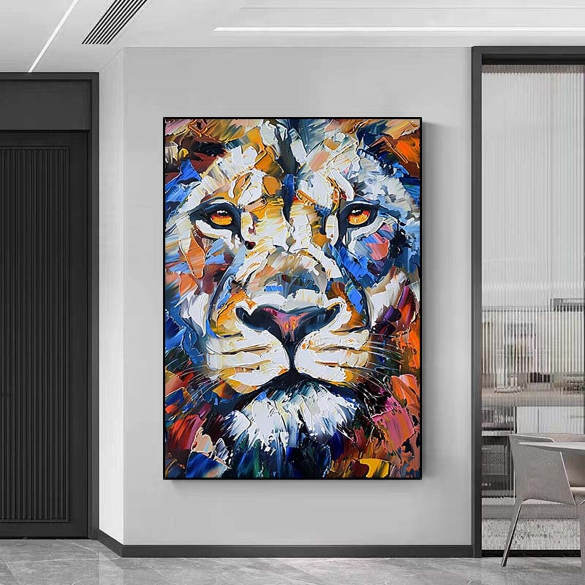 Custom Lion Oil Painting, Abstract Modern Wall Art Print - Image 5