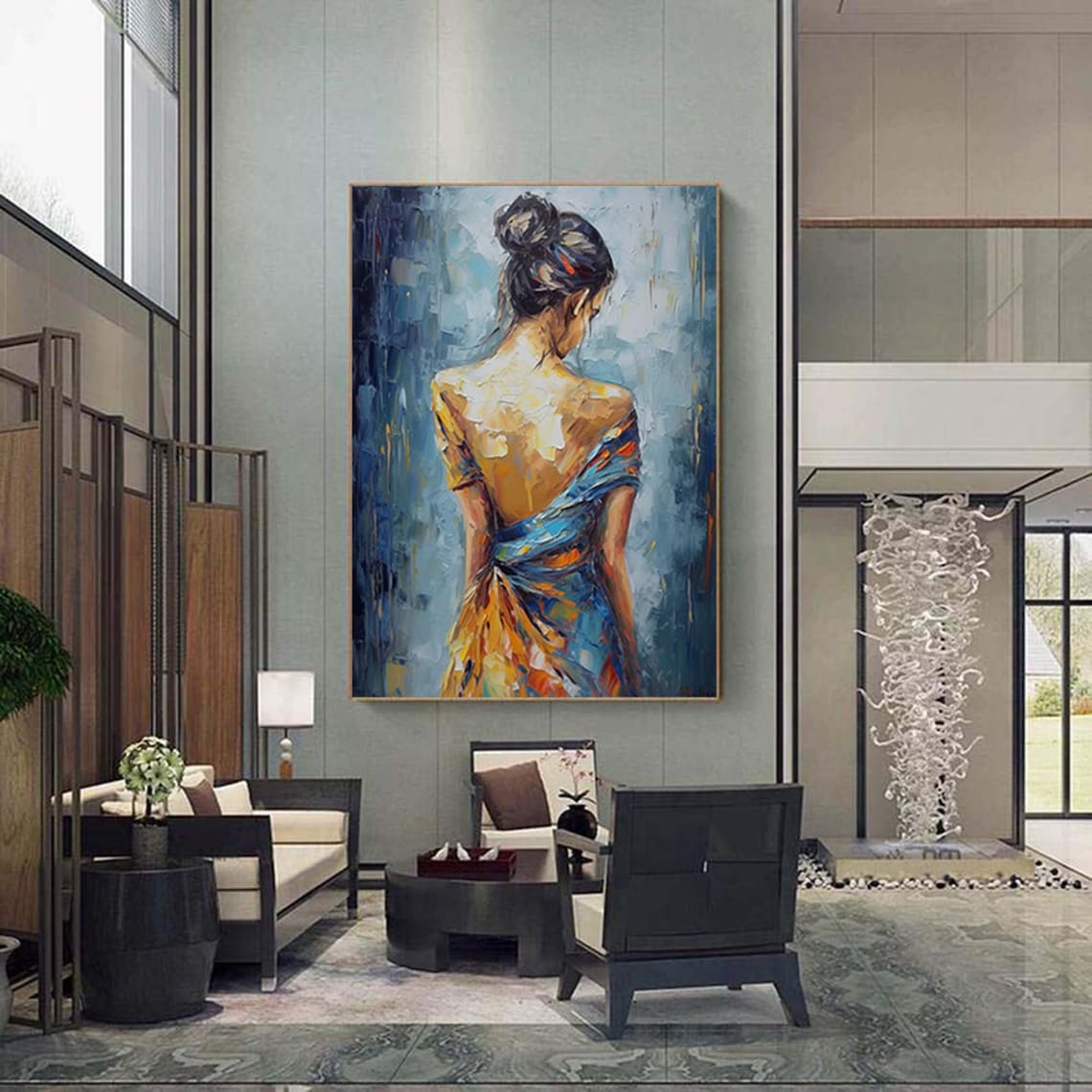 Back View Woman Oil-Painting Art Print, Vintage - Image 3
