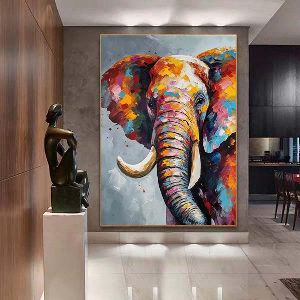Colorful Elephant Head Rainbow Impasto Animal Portrait Safari Poster - Image 6