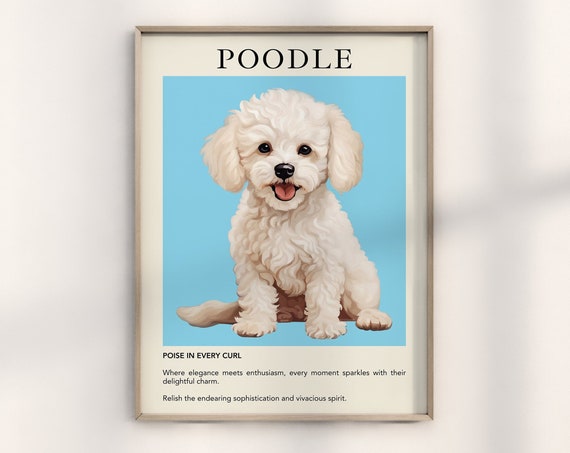 Poodle Dog Poster Print, Minimalist Modern Illustration