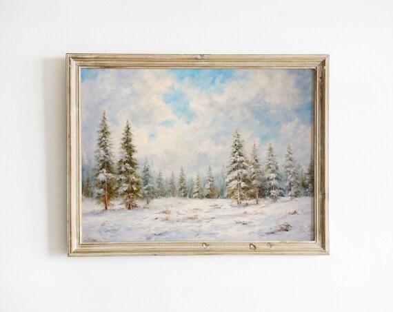 Snowy Pine Forest Winter Trees Christmas Holiday Landscape Decor Poster