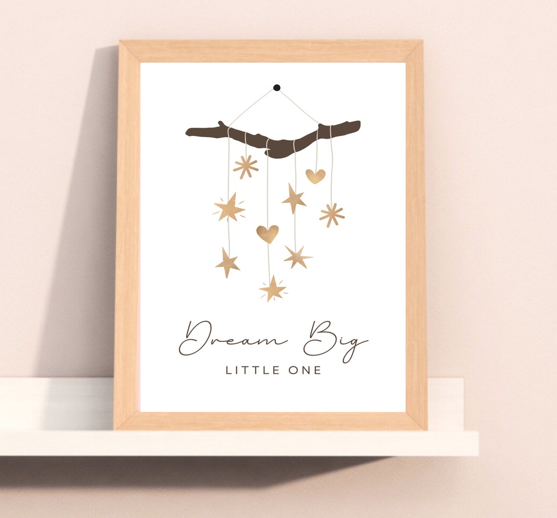 Boho Dream Big Little One, Nursery Quote Poster - Image 2