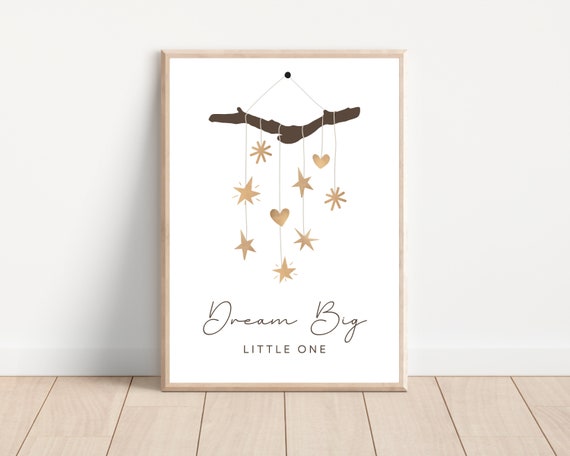 Boho Dream Big Little One, Nursery Quote Poster