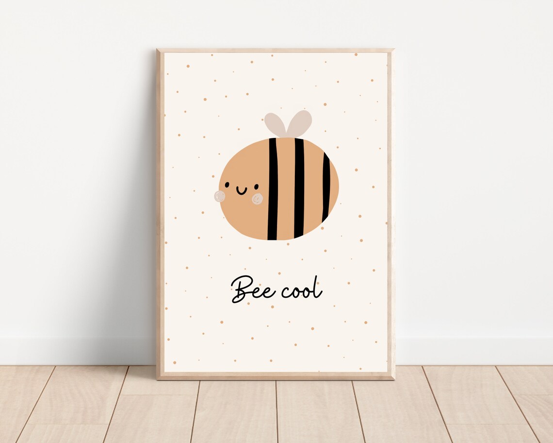 Bee Cool Nursery Wall Art Print, Bee Theme Decor