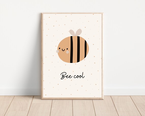 Bee Cool Nursery Wall Art Print, Bee Theme Decor