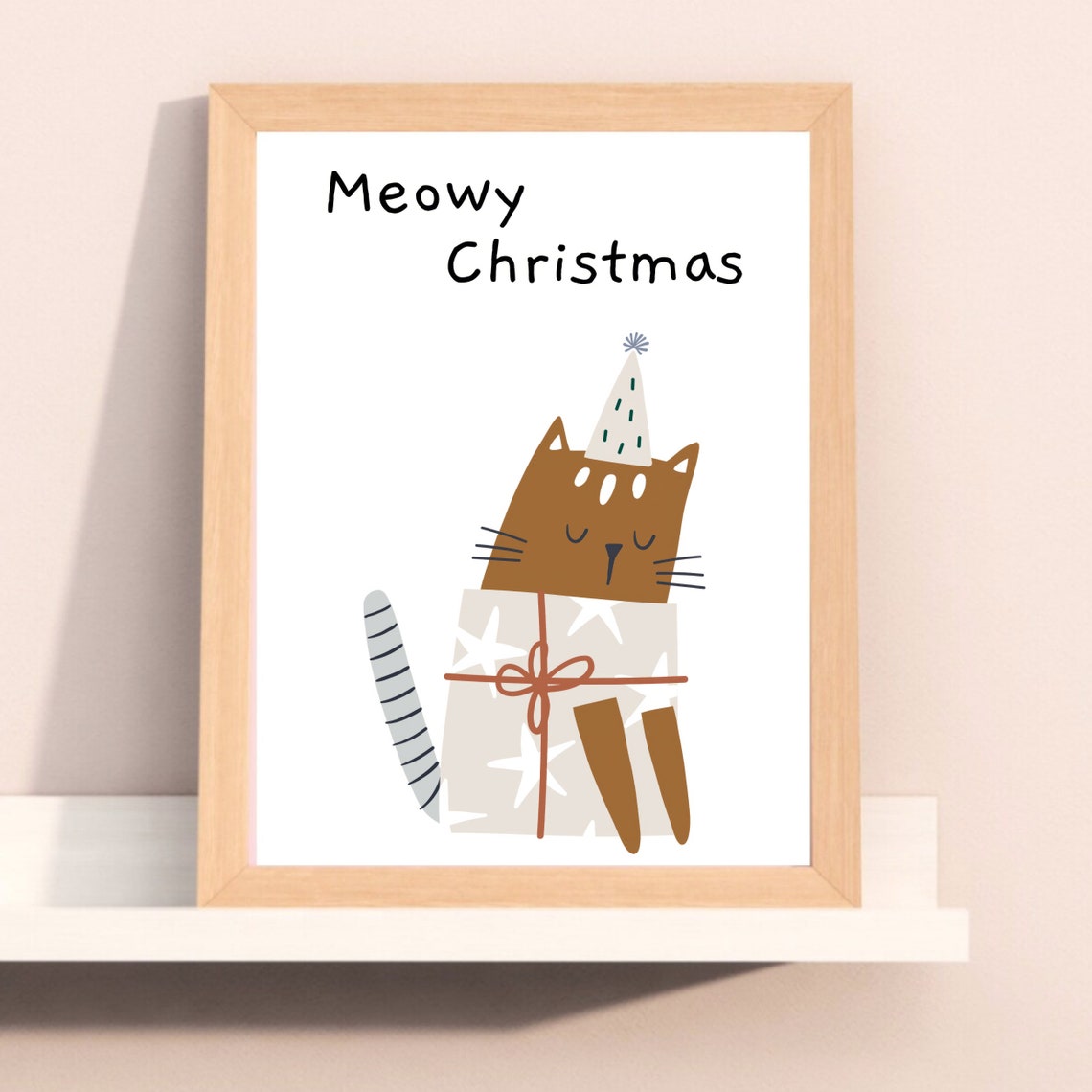 Meowy Christmas Cat Poster, Holiday Kid Room Decor - Image 2