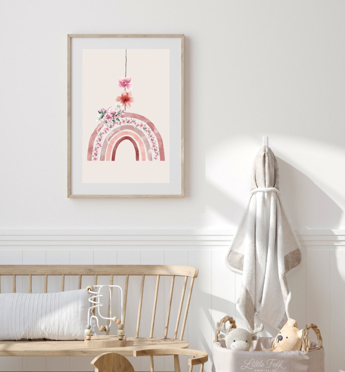 Boho Rainbow With Flowers, Nordic Nursery Art Print - Image 2