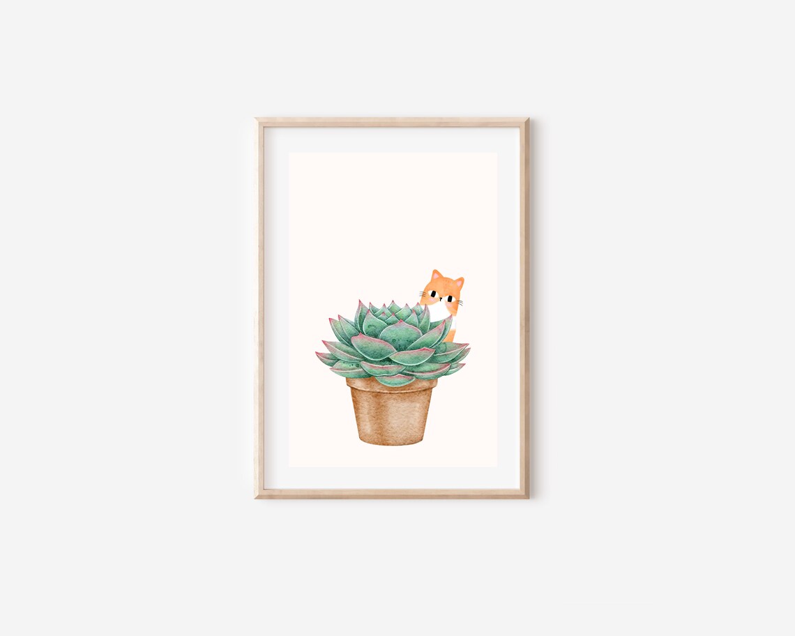 Boho Cat And Plant Art Print - Image 4