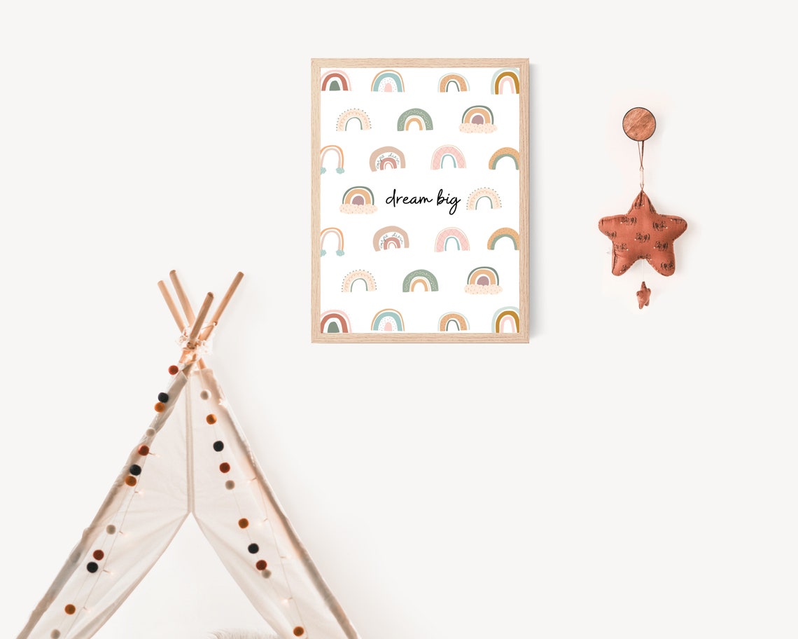 Boho Dream Big Rainbow, Nursery Wall Art Print - Image 2