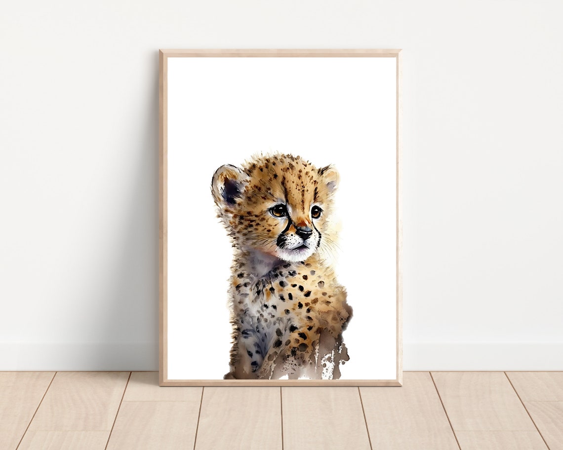 Cheetah Animal Print For Nursery Baby Safari Animal Nursery Safari Animal Watercolor Wall Art Animal Nursery Wall Decor