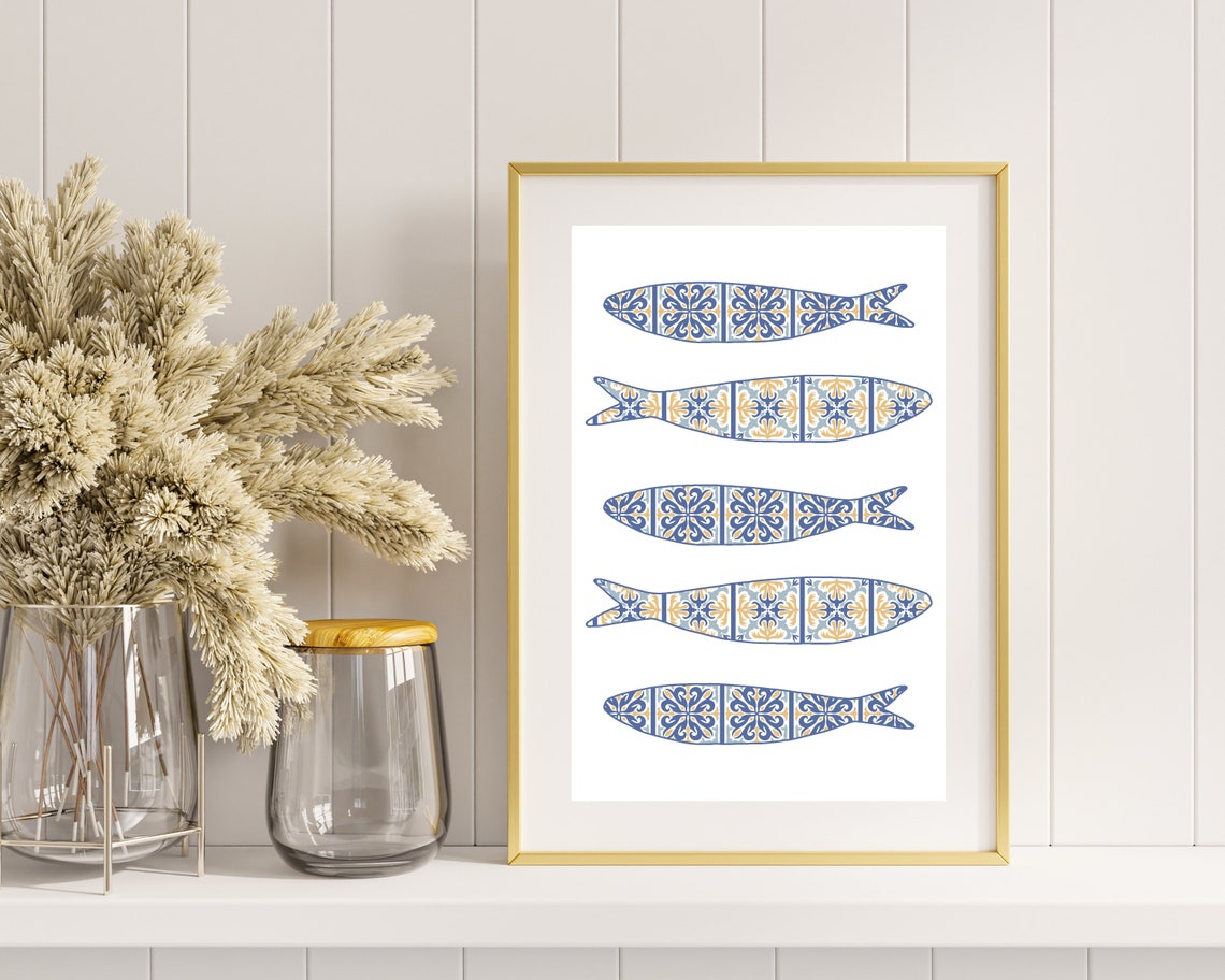 Boho Portuguese Sardine Art Print, Mediterranean Tile - Image 4