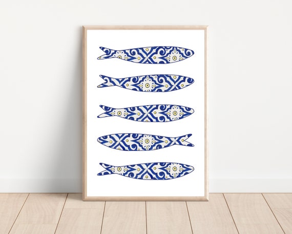 Portuguese Sardine Tile Art Print, Portugal Decor