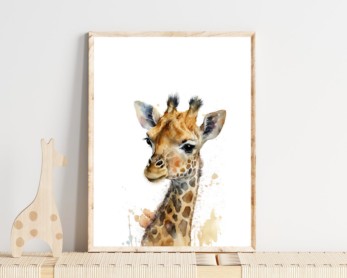 Giraffe Animal Print For Nursery Baby Safari Animal Nursery Safari Animal Watercolor Wall Art Animal Nursery Wall Decor - Image 3