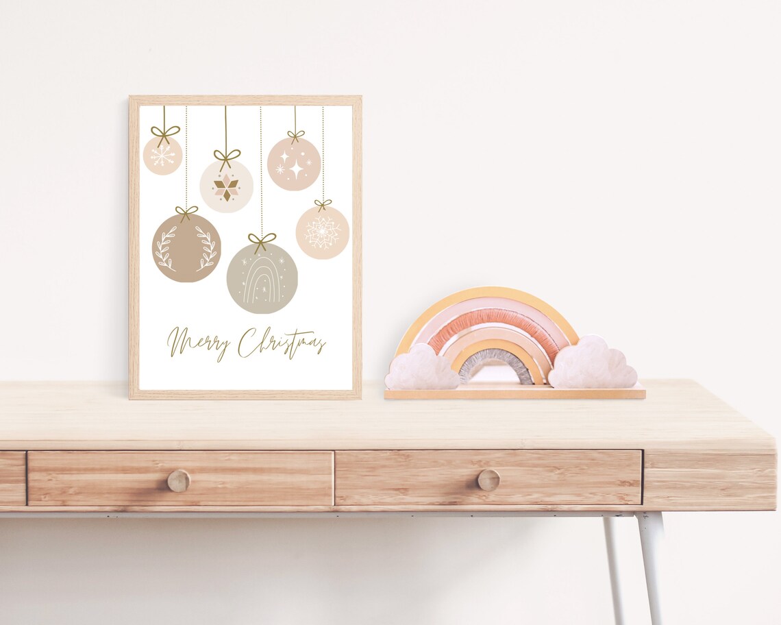 Boho Pastel Christmas Tree Ornament Art Print - Image 3