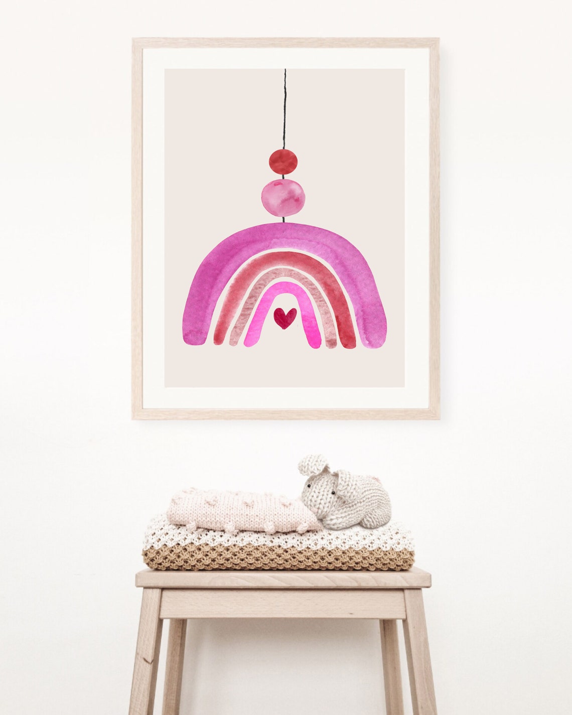 Boho Pink Rainbow Nursery Art Print For Girl Room - Image 2