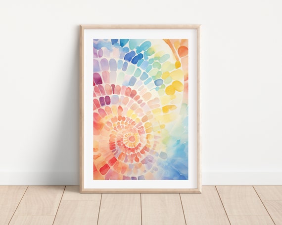 Watercolor Abstract Spiral Print Abstract Geometric Wall Art Colorful Abstract Art Unique Abstract Minimalist Abstract Decor