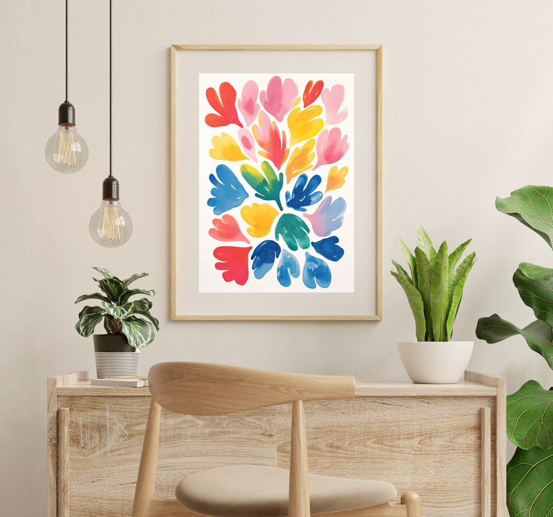 Matisse Inspired Colorful Paper Cut Out Leaves Botanical Art Print - Image 2