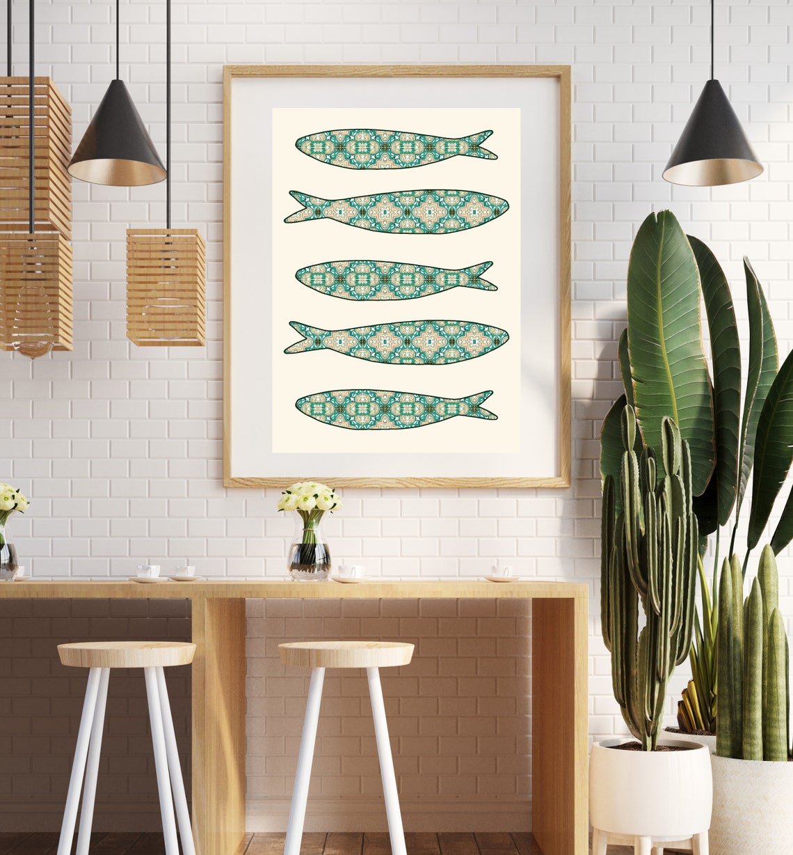 Portuguese Sardine Green Tile Art Print, Portugal - Image 3