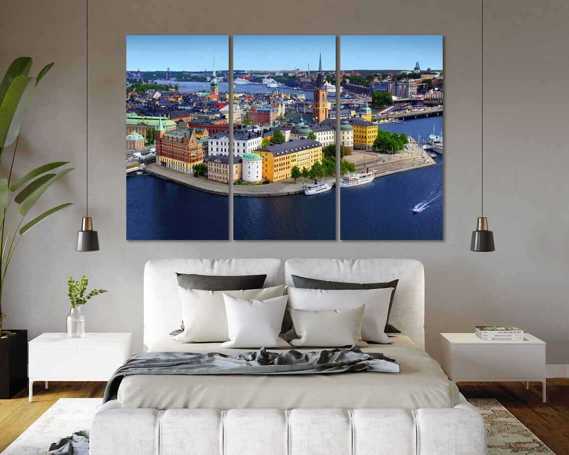 Stockholm Sweden Old Town Aerial Harbor Colorful Houses View Poster - Image 3