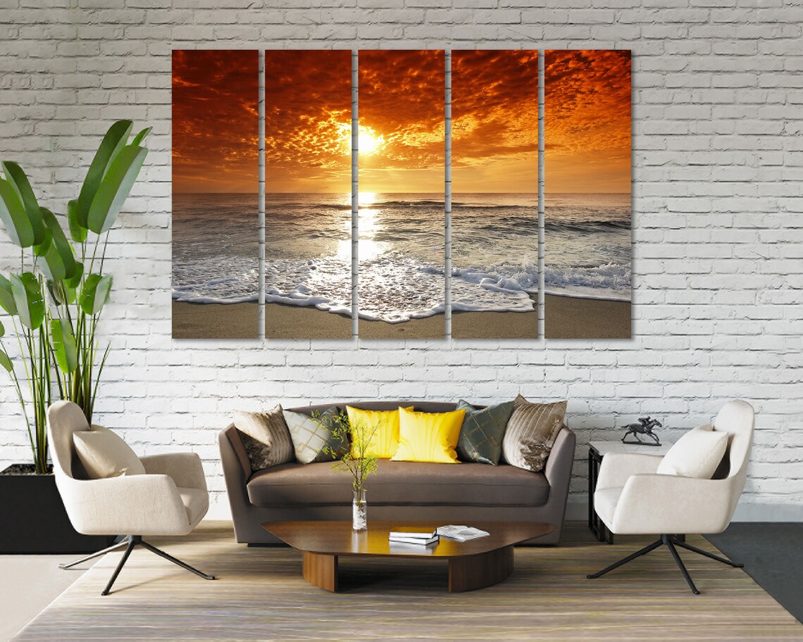 Beach At Sunset, Modern Travel Poster Art Print - Image 3