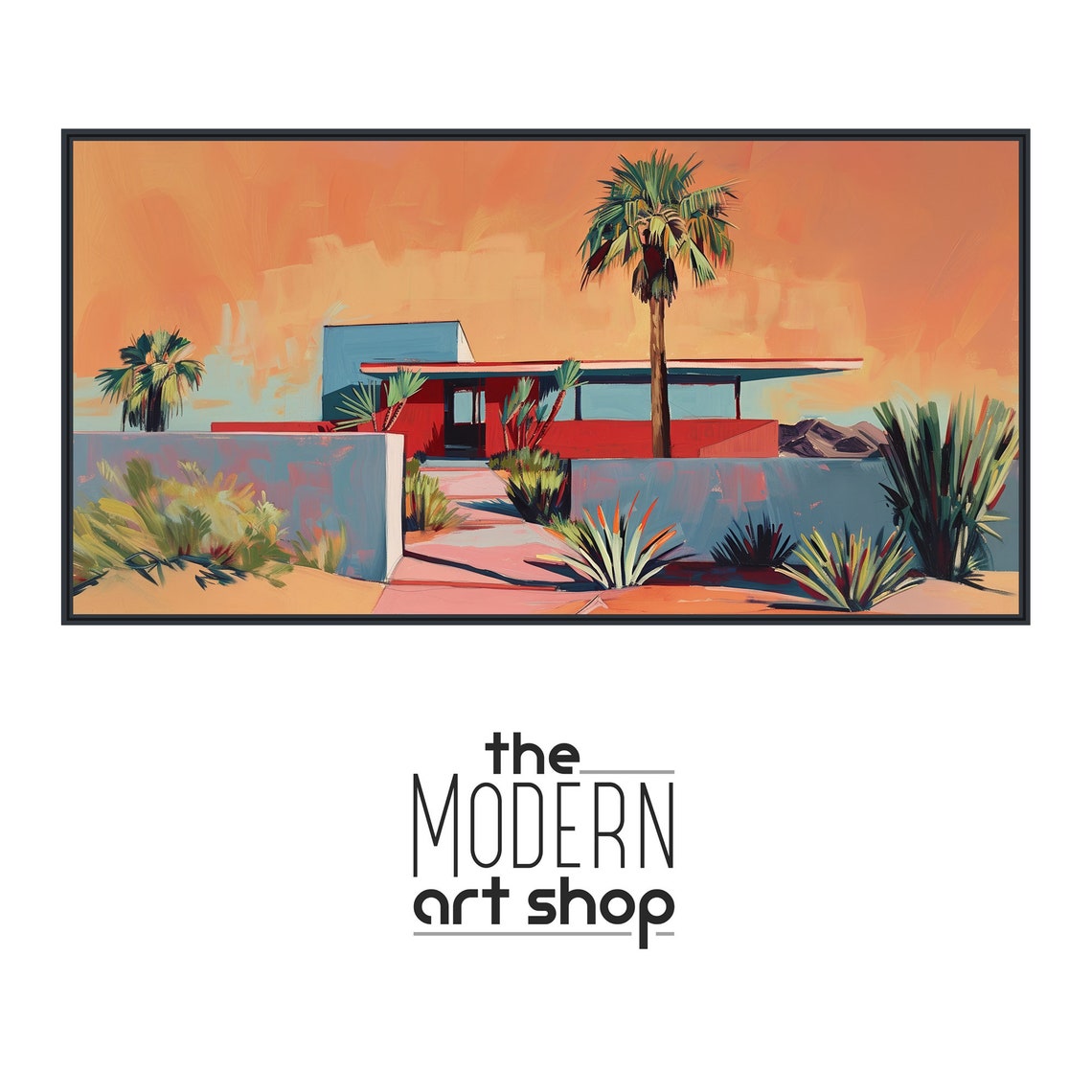 Mid Century Architecture Art Palm Springs Retro Painting Gicle Print Or Framed Mid Century Modern Wall Art Ruby Retreat - Image 4