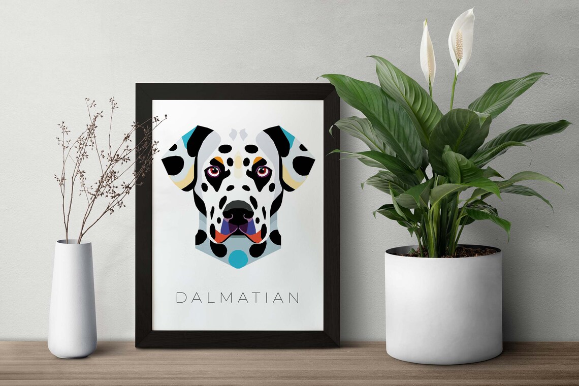 Dalmatian Geometric Pop Art Spotted Dog Portrait Wall Art Decor - Image 2