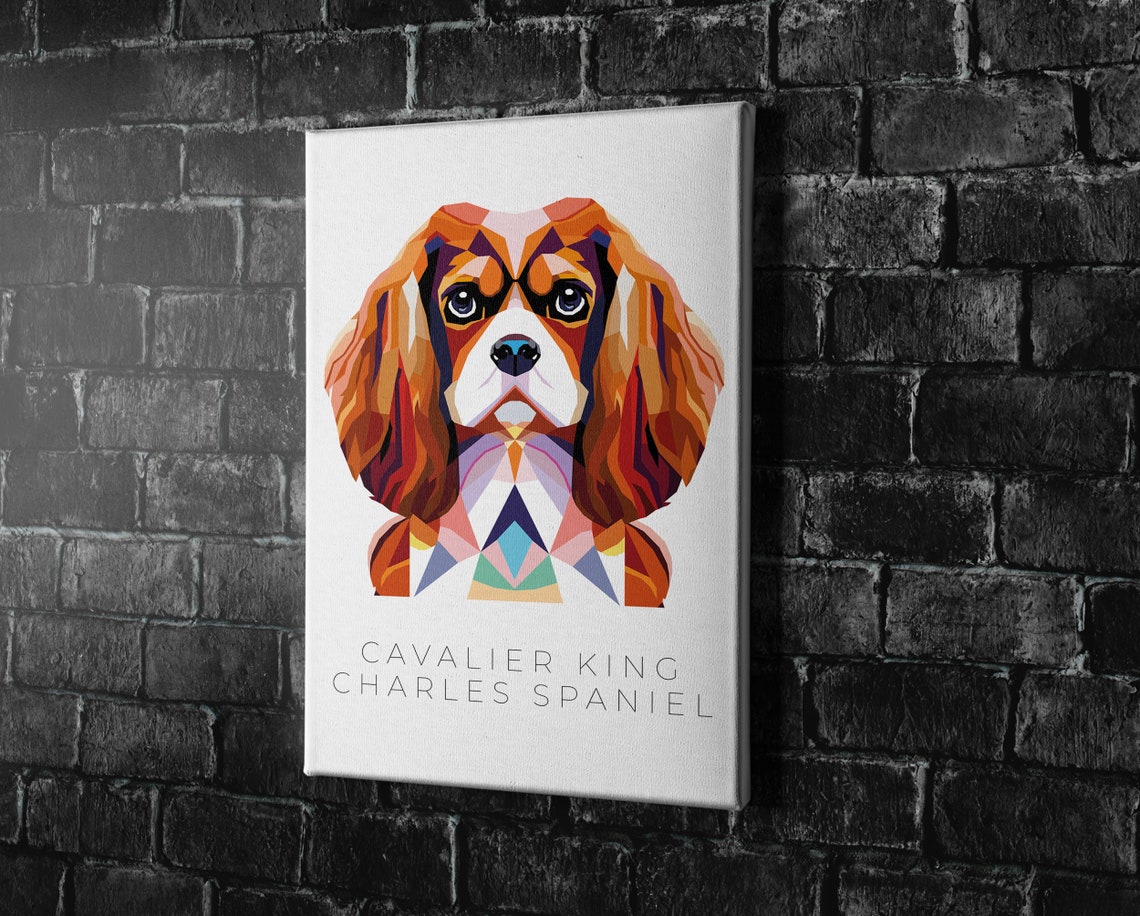 Cavalier King Charles Spaniel Geometric Pop Art Dog Wall Poster - Image 2