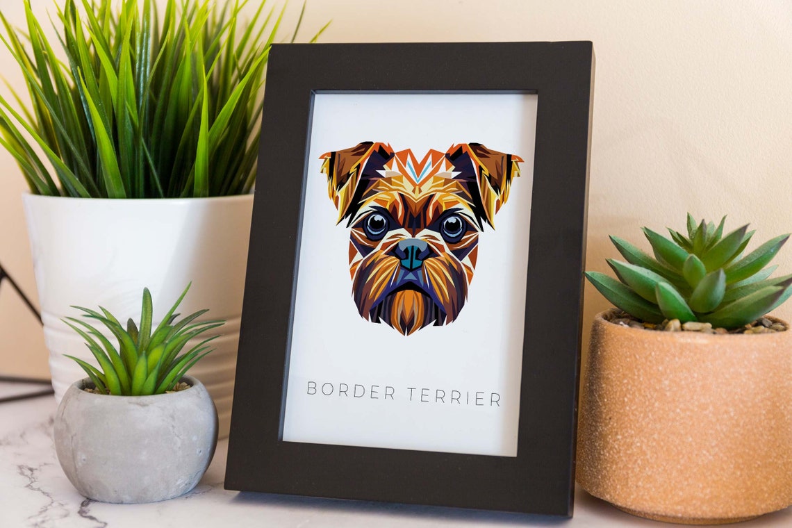 Border Terrier Geometric Pop Art Modern Dog Breed Wall Poster - Image 2