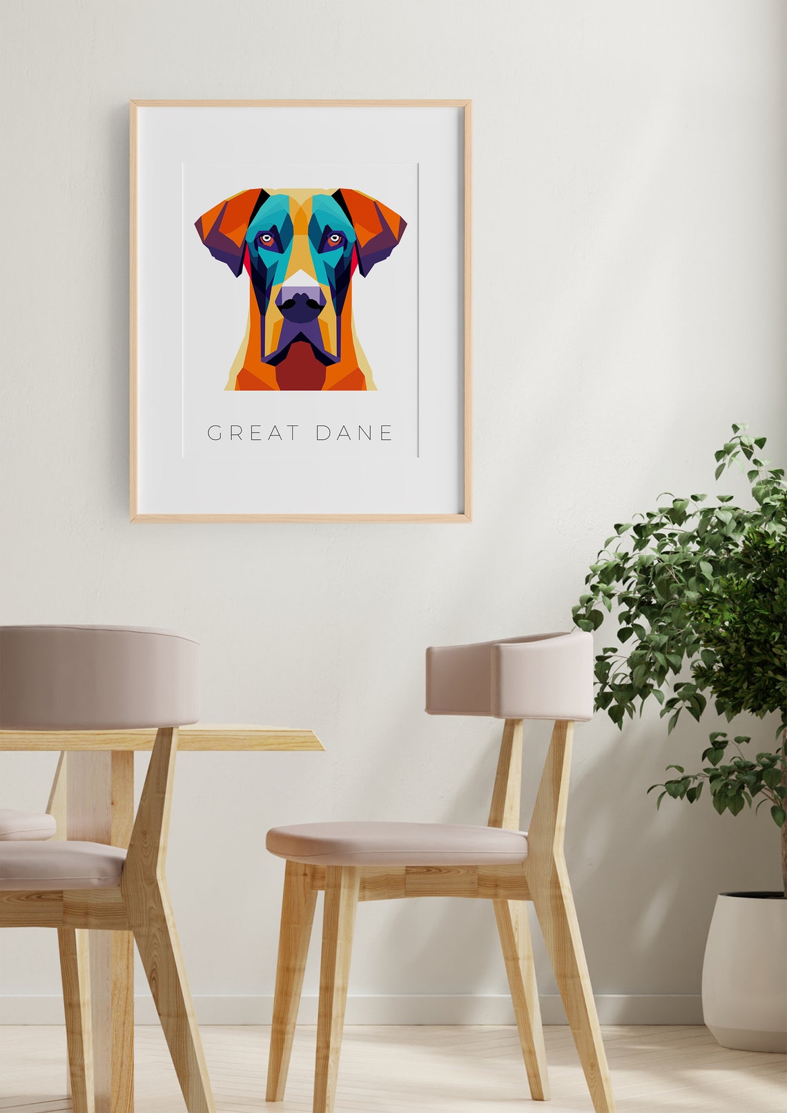 Great Dane Dog Bold Geometric Pop Art Colorful Portrait Poster - Image 2