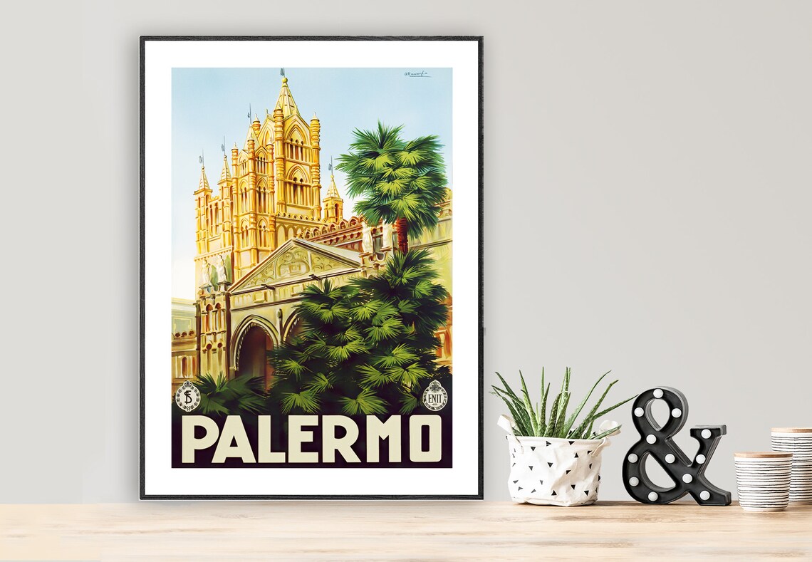 Palermo Duomo Italy Vintage Travel Poster