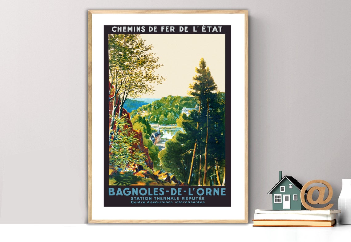 Bagnoles de l'Orne French Spa Town Vintage Railway Travel Poster