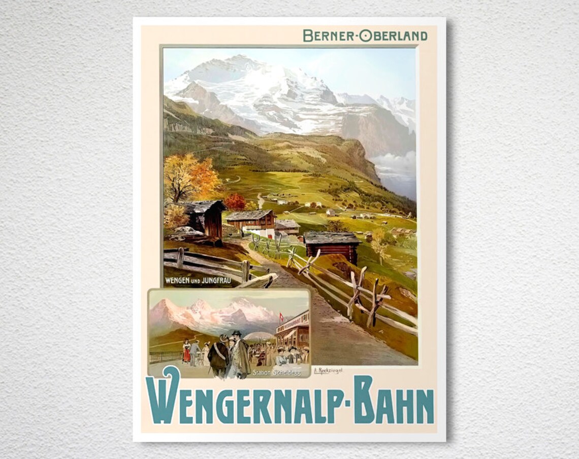 Wengernalp Bahn Suisse Vintage Travel Poster - Image 2