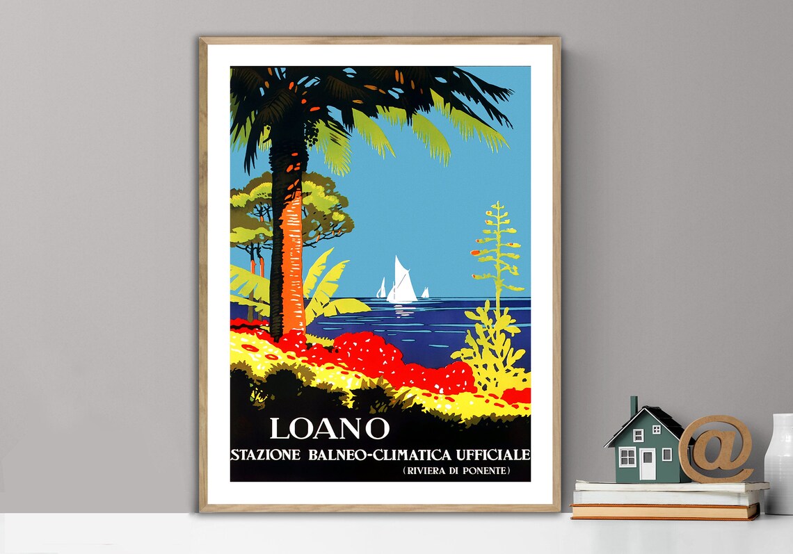 Loano Stazione Balneo Italy Vintage Travel Poster
