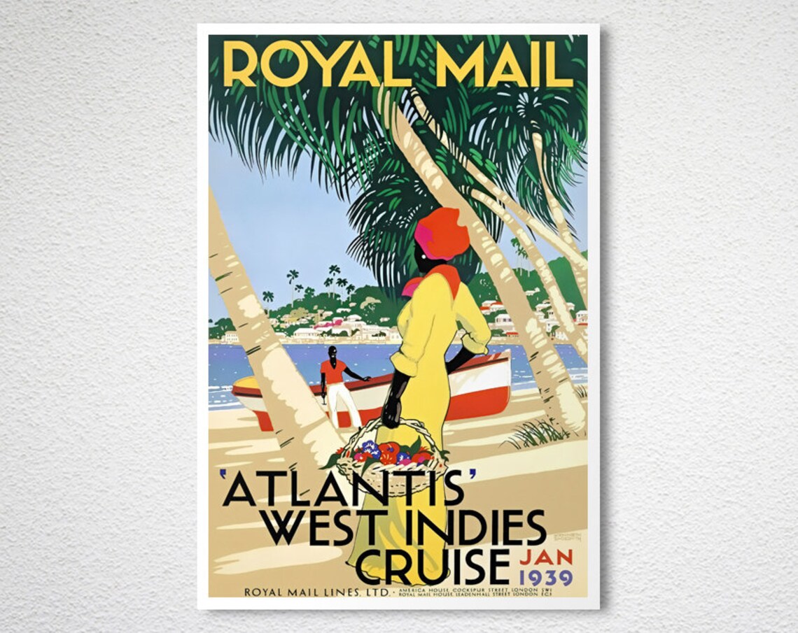Royal Mail Atlantis West Indies Vintage Travel Poster - Image 2
