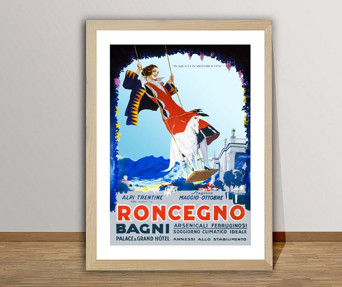 Roncegno Bagni Trentino Vintage Italian Alpine Spa Travel Poster - Image 3