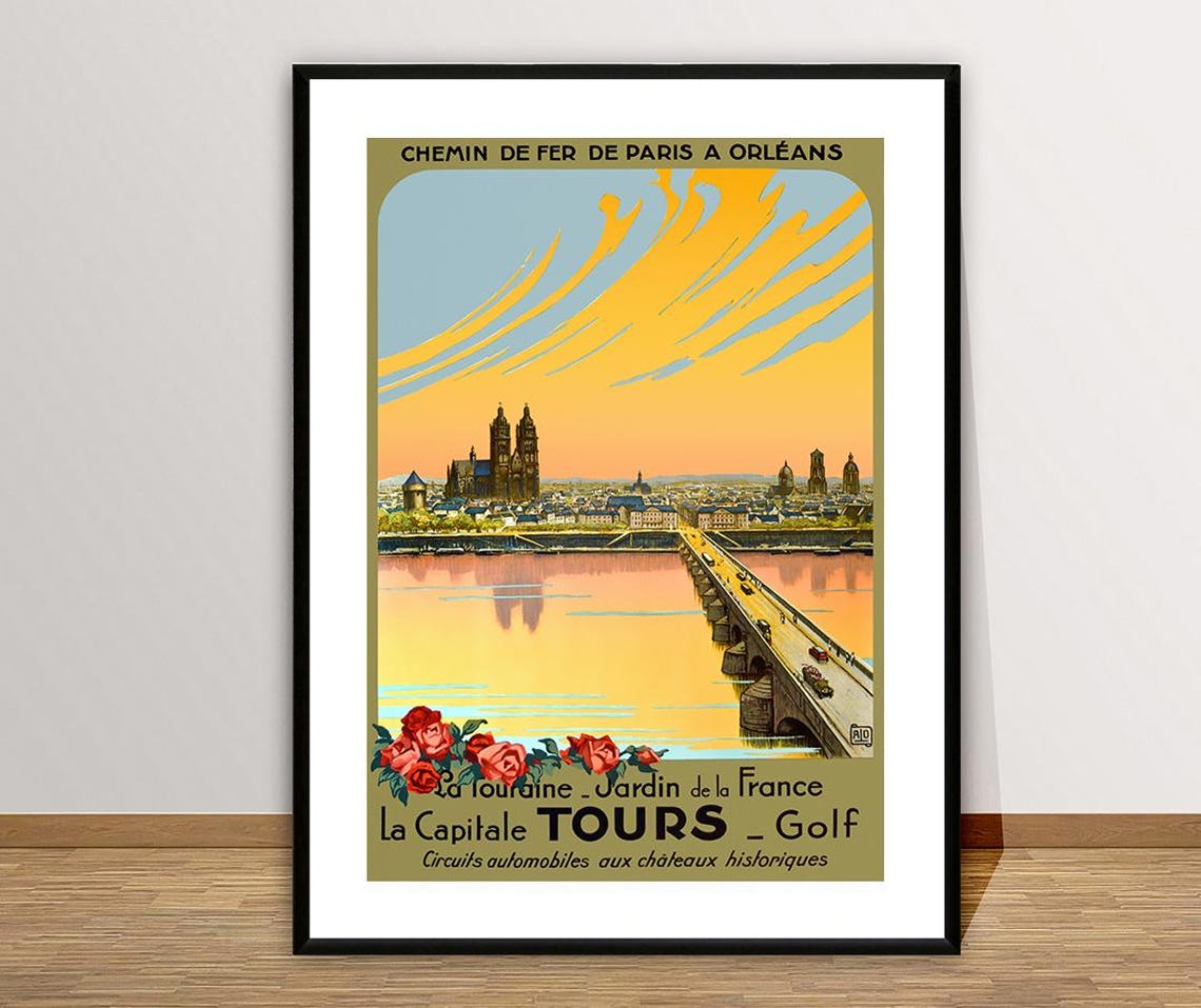 La Touraine Jardin De La France La Capitale Tours Golf France Vintage Travel Poster Retro Touraine Poster Gift Idea Wall Decor - Image 2