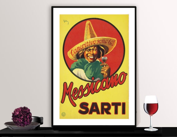 Messicano Sarti Laperitivo Sono Io Vintage Fooddrink Poster Beverage Art Gift Idea Wall Decor